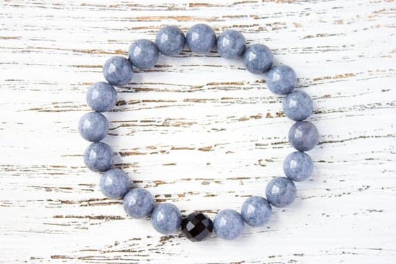 Gray Crystals Bracelet Gray Black Faceted Beads Bracelet Taurus Libra Bracelet Long Distance Relationship Girlfriend Boyfriend BFF Bracelet 8mm  Code- WAR9210