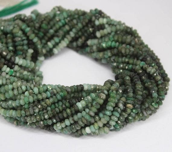 1 strand emerald rondelle faceted 13'' long strand gemstone beads, jewelry supplies for jewelry making, bulk beads, for meditation jewellery for Reiki Healing  gemstone 3mm