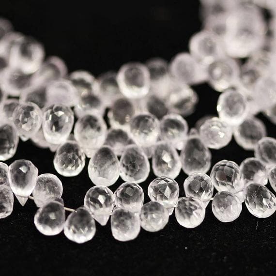 1 strand white quartz tear drop faceted 10'' long strand gemstone beads, jewelry supplies for jewelry making, bulk beads, for meditation jewellery for Reiki Healing  gemstone 7mm to 8mm