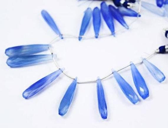 1 strand blue chalcedony tear drop faceted 6'' long strand gemstone beads, jewelry supplies for jewelry making, bulk beads, for meditation jewellery for Reiki Healing  gemstone 16mm to 18mm