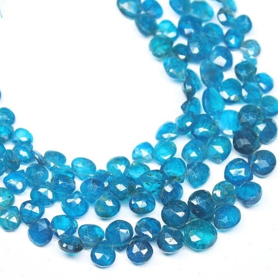 blue apatite heart drop faceted 8'' long strand gemstone beads, jewelry supplies for jewelry making, bulk beads, for meditation jewellery for Reiki Healing  gemstone 5mm to 8mm