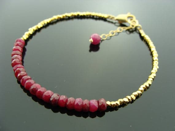 Ruby 14K Gold Filled Vermeil Hill Tribe Bracelet Code- WAR6566