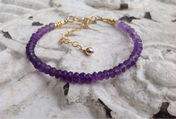 Bracelet * Ombre * Amethyst quality AAA, palette of Purple, Purple, Purple, sterling silver tribal pearls 24K gold on silver, gold filled, Boho 3.5 to 4 mm Code- WAR6355