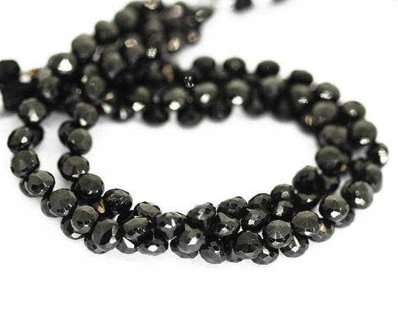 1 strand black spinel onion drop faceted 9'' long strand gemstone beads, jewelry supplies for jewelry making, bulk beads, for meditation jewellery for Reiki Healing  gemstone 6mm