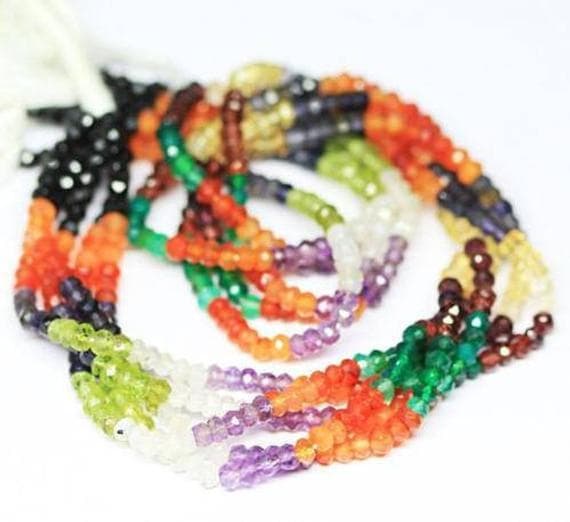 1 strand multi gemstone rondelle faceted 13'' long strand gemstone beads, jewelry supplies for jewelry making, bulk beads, for meditation jewellery for Reiki Healing  gemstone 3mm