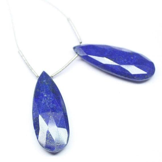1 strand lapis lazuli pear drop faceted 2 pieces strand gemstone beads, jewelry supplies for jewelry making, bulk beads, for meditation jewellery for Reiki Healing  gemstone 37mm