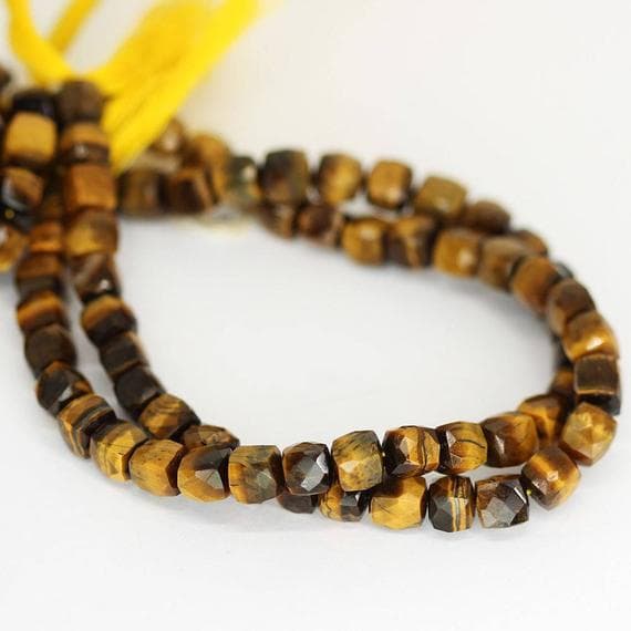 1 strand bio color tiger eye square box faceted 9'' long strand gemstone beads, jewelry supplies for jewelry making, bulk beads, for meditation jewellery for Reiki Healing  gemstone 7mm