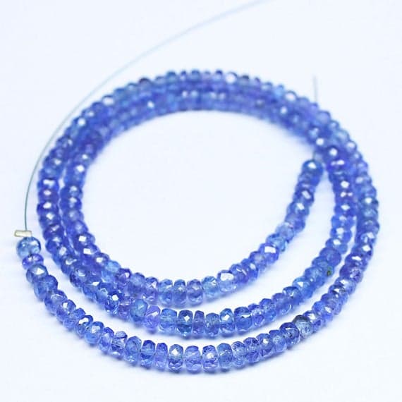1 strand blue tanzanite rondelle faceted 8'' long strand gemstone beads, jewelry supplies for jewelry making, bulk beads, for meditation jewellery for Reiki Healing  gemstone 3.5mm