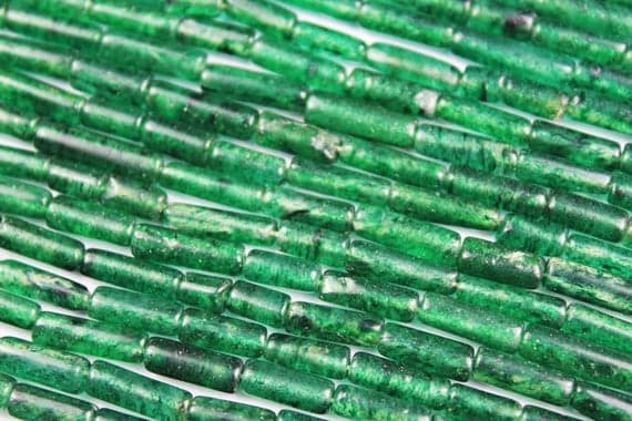 1 strand green emerald tube smooth 13'' long strand gemstone beads, jewelry supplies for jewelry making, bulk beads, for meditation jewellery for Reiki Healing  gemstone 12mm to 16mm