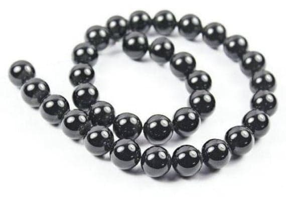 1 strand black onyx round ball smooth 30'' long strand gemstone beads, jewelry supplies for jewelry making, bulk beads, for meditation jewellery for Reiki Healing  gemstone 8mm