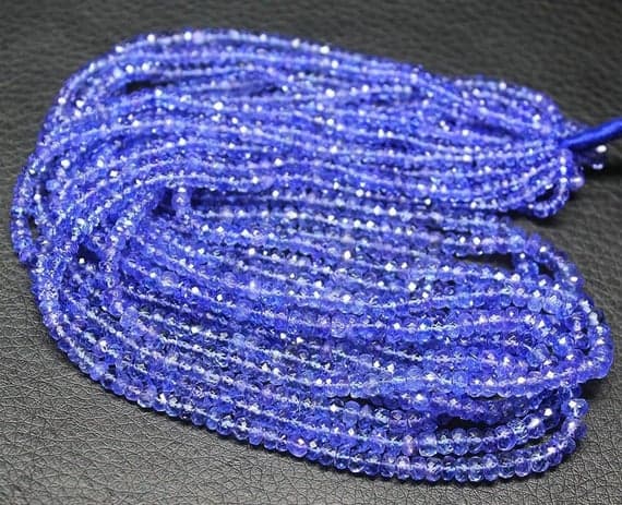 1 strand blue tanzanite rondelle faceted 8'' long strand gemstone beads, jewelry supplies for jewelry making, bulk beads, for meditation jewellery for Reiki Healing  gemstone 3mm to 4mm