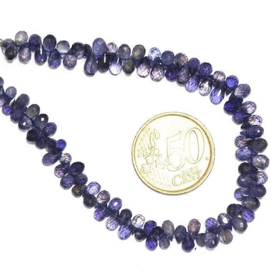 1 strand blue sapphire tear drop faceted 6'' long strand gemstone beads, jewelry supplies for jewelry making, bulk beads, for meditation jewellery for Reiki Healing  gemstone 6mm to 7mm