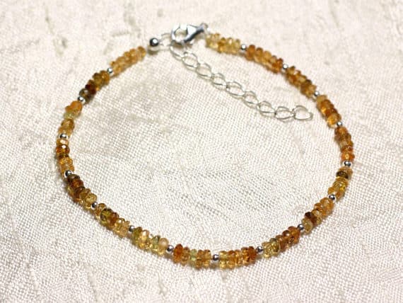 925 sterling Silver Rock Gift Silver Helling 3mm Stracking Multi Petro Tourmaline Bracelet Rondelle, Faceted 7" for mens, womens, gf, bf & Adult.