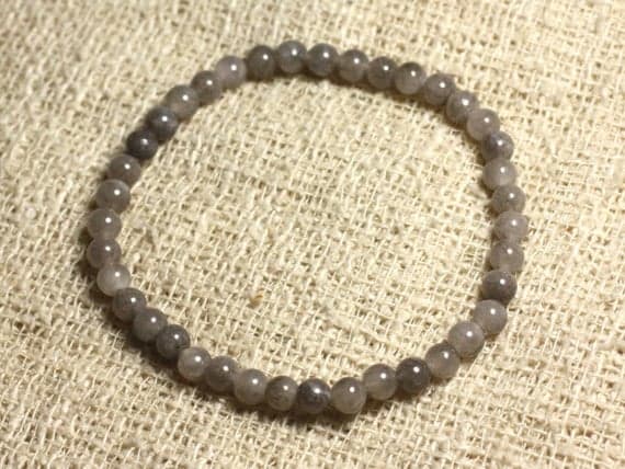 Galaxy Jewelry  4mm Stretchable Gray Jade Bracelet Round, Smooth 7" for mens, womens, gf, bf & Adult.