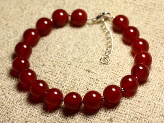 925 sterling Silver Jewelry Energy Silver Helling 10mm Stracking Orange carnelian Bracelet Round, Smooth 7.5" for mens, womens, gf, bf & Adult.