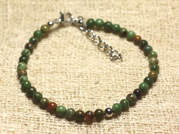 925 sterling Silver Wholesale Silver helling 4mm stacking Green Opal green Bracelet Round, Smooth 7" for mens, womens, gf, bf & Adult.