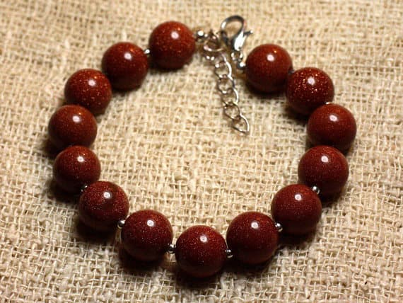 925 sterling Silver Empath Protection 10mm Stracking Orange Sunstone Bracelet Round, Smooth 7.5" for mens, womens, gf, bf & Adult.