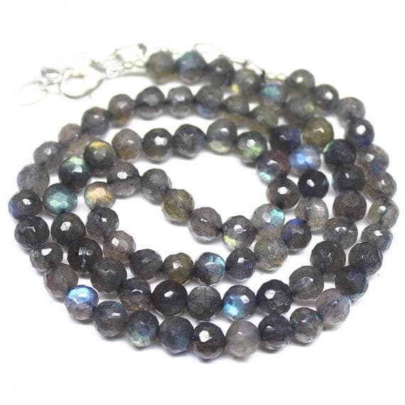 1 strand blue labradorite round ball faceted 18'' long strand gemstone beads, jewelry supplies for jewelry making, bulk beads, for meditation jewellery for Reiki Healing  gemstone 5mm to 6mm