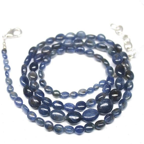 1 strand blue sapphire oval smooth 20'' long strand gemstone beads, jewelry supplies for jewelry making, bulk beads, for meditation jewellery for Reiki Healing  gemstone 4mm to 9mm