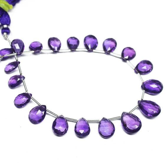 1 strand purple amethyst pear drop faceted 8'' long strand gemstone beads, jewelry supplies for jewelry making, bulk beads, for meditation jewellery for Reiki Healing  gemstone 10mm to 14mm