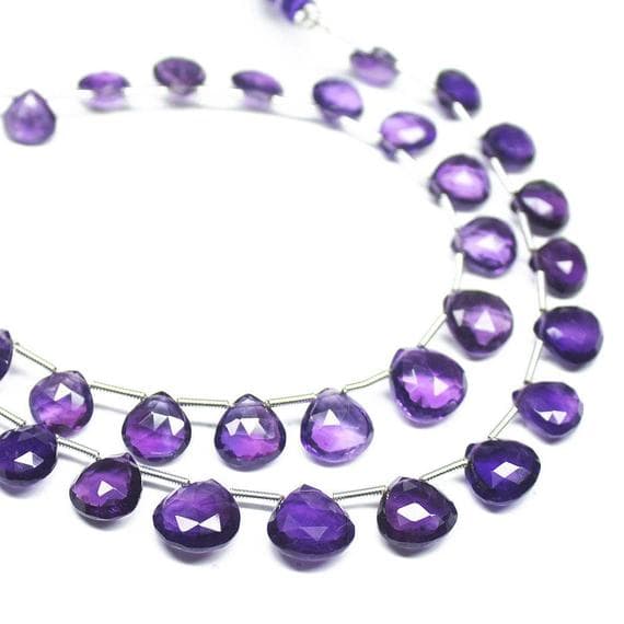 1 strand purple amethyst heart drop faceted 8'' long strand gemstone beads, jewelry supplies for jewelry making, bulk beads, for meditation jewellery for Reiki Healing  gemstone 8mm to 10mm