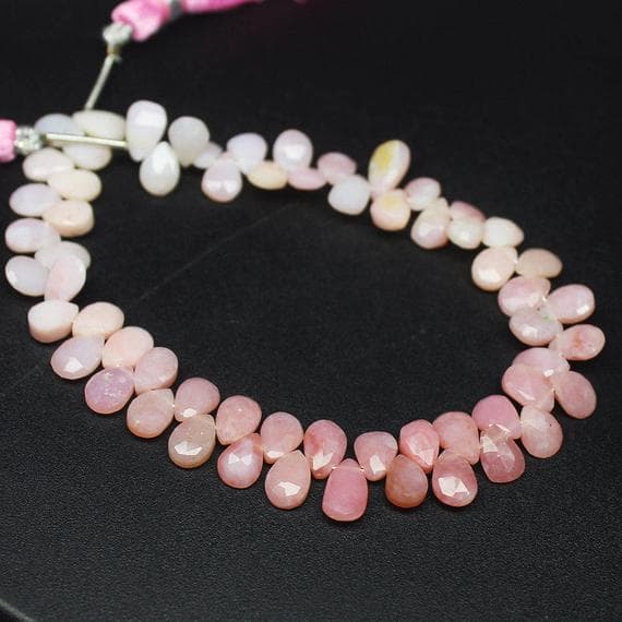 1 strand pink opal pear drop faceted 7'' long strand gemstone beads, jewelry supplies for jewelry making, bulk beads, for meditation jewellery for Reiki Healing  gemstone 7mm to 8mm