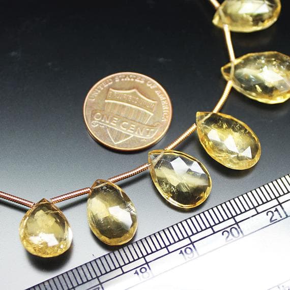 1 strand golden citrine pear drop faceted 8'' long strand gemstone beads, jewelry supplies for jewelry making, bulk beads, for meditation jewellery for Reiki Healing  gemstone 13mm to 17mm