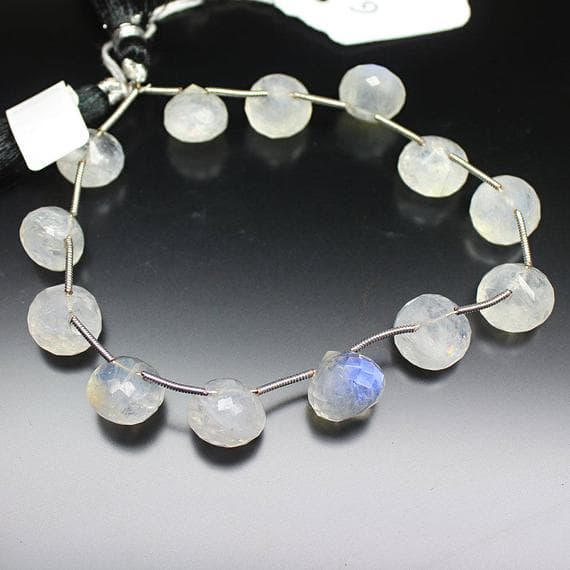 1 strand rainbow moonstone onion drop faceted 7'' long strand gemstone beads, jewelry supplies for jewelry making, bulk beads, for meditation jewellery for Reiki Healing  gemstone 10mm to 12mm