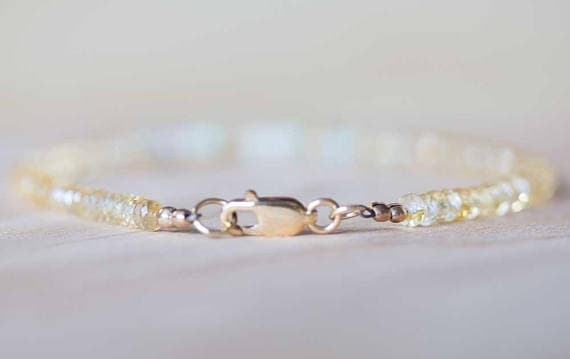 925 sterling silver Handmade Beaded 3-3-3.5mm Yellow Citrine & Ethiopian Welo Opal  stacking Bracelet Rondelle , Faceted 18cm for mens, womens, gf, bf and adults.