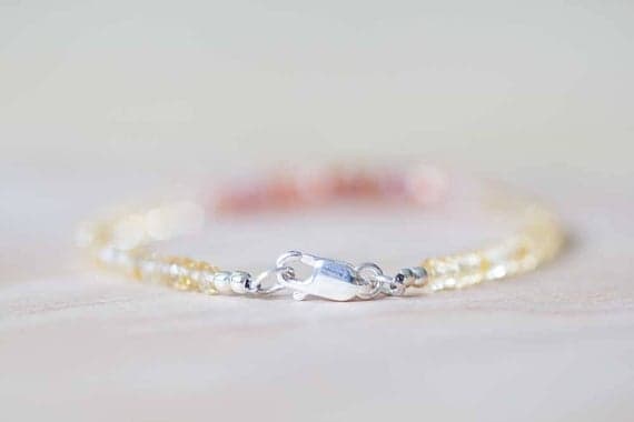 925 sterling silver Jewelry Energy 3.5mm Multi Colour Citrine & Sunstone stacking Bracelet Rondelle , Faceted 18cm for mens, womens, gf, bf and adults.