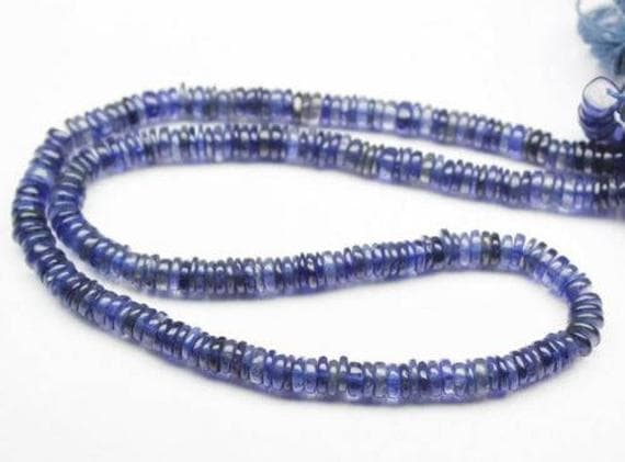 1 strand blue iolite sapphire rondelle smooth 8'' long strand gemstone beads, jewelry supplies for jewelry making, bulk beads, for meditation jewellery for Reiki Healing  gemstone 5mm to 7mm