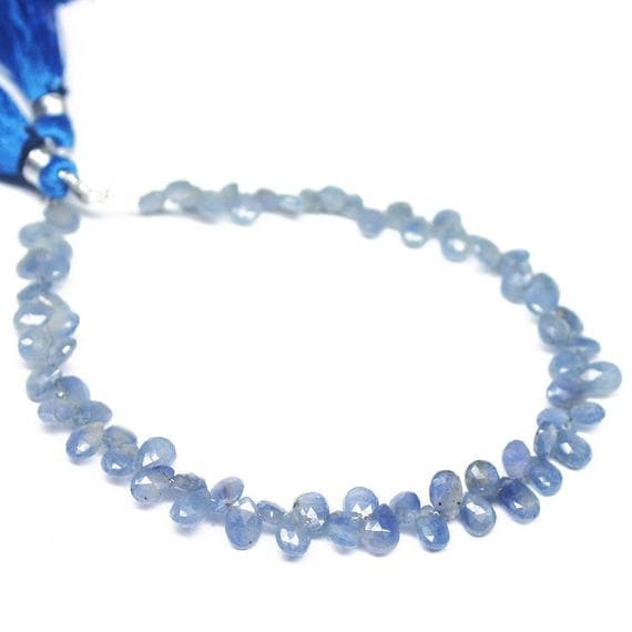 1 strand blue sapphire pear drop faceted 8'' long strand gemstone beads, jewelry supplies for jewelry making, bulk beads, for meditation jewellery for Reiki Healing  gemstone 6mm to 7mm