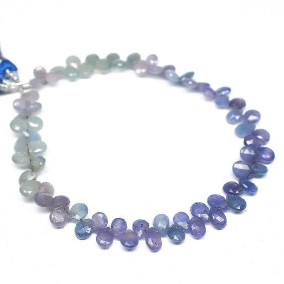 1 strand blue sapphire pear drop faceted 8'' long strand gemstone beads, jewelry supplies for jewelry making, bulk beads, for meditation jewellery for Reiki Healing  gemstone 6mm