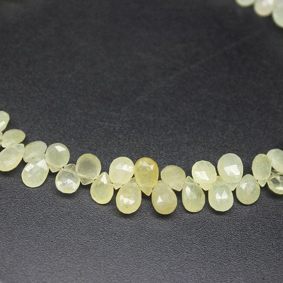 1 strand white sapphire pear drop faceted 8'' long strand gemstone beads, jewelry supplies for jewelry making, bulk beads, for meditation jewellery for Reiki Healing  gemstone 7mm to 6mm