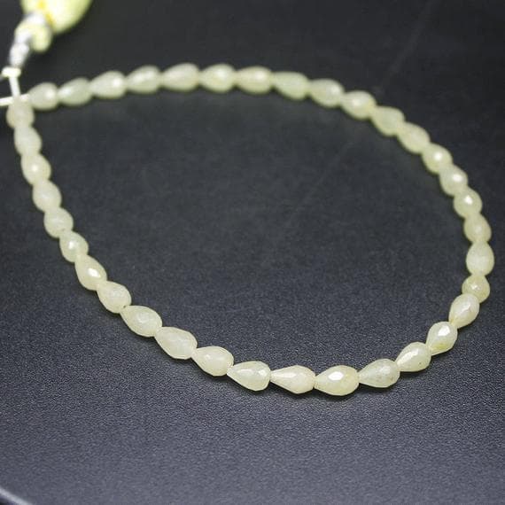 1 strand yellow sapphire tear drop faceted 8'' long strand gemstone beads, jewelry supplies for jewelry making, bulk beads, for meditation jewellery for Reiki Healing  gemstone 6mm to 5mm