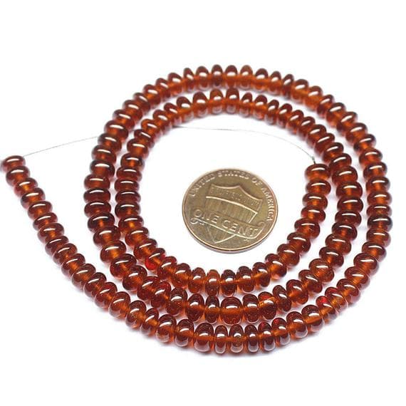 1 strand hessonite garnet rondelle smooth 16'' long strand gemstone beads, jewelry supplies for jewelry making, bulk beads, for meditation jewellery for Reiki Healing  gemstone 5mm