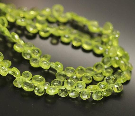 1 strand peridot heart drop faceted 7'' long strand gemstone beads, jewelry supplies for jewelry making, bulk beads, for meditation jewellery for Reiki Healing  gemstone 6mm to 7mm