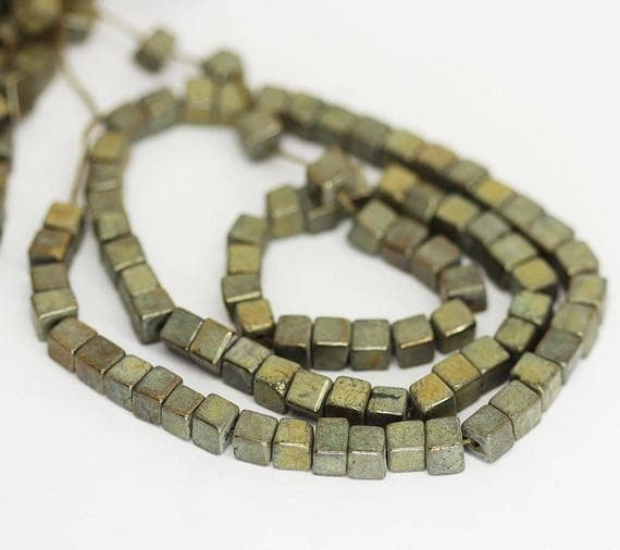 1 strand pyrite square box smooth 16'' long strand gemstone beads, jewelry supplies for jewelry making, bulk beads, for meditation jewellery for Reiki Healing  gemstone 5mm to 6mm