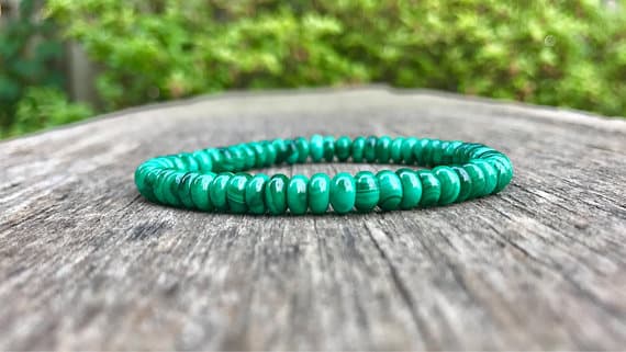 Wholesale 6x4mm Stretchable Green Malachite Bracelet Rondelle, Smooth 7" for mens, womens, gf, bf & Adult.