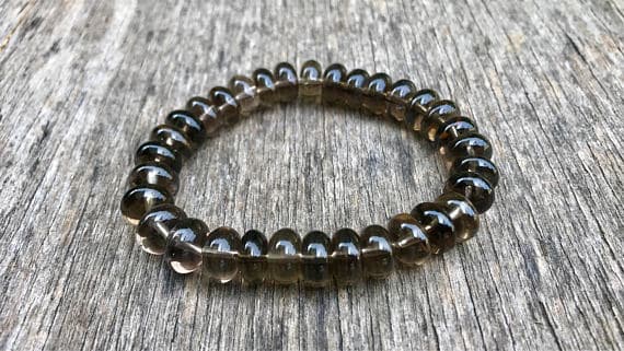 Blush Jewelry 10x4mm Stretchable Brown Smoky Quartz Bracelet Rondelle, Smooth 7.5" for mens, womens, gf, bf & Adult.