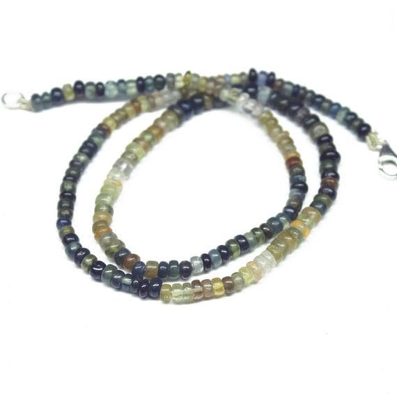 1 strand multi color sapphire rondelle smooth 18'' long strand gemstone beads, jewelry supplies for jewelry making, bulk beads, for meditation jewellery for Reiki Healing  gemstone 4mm to 5mm