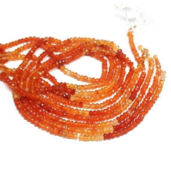 1 strand shaded carnelian rondelle faceted 13'' long strand gemstone beads, jewelry supplies for jewelry making, bulk beads, for meditation jewellery for Reiki Healing  gemstone 4mm