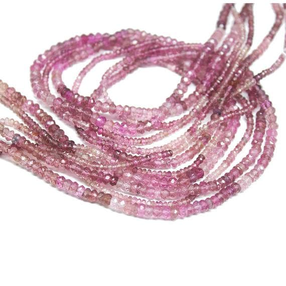 1 strand pink tourmaline rondelle faceted 13'' long strand gemstone beads, jewelry supplies for jewelry making, bulk beads, for meditation jewellery for Reiki Healing  gemstone 2.5mm