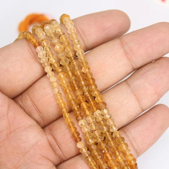 1 strand shaded golden citrine rondelle faceted 13'' long strand gemstone beads, jewelry supplies for jewelry making, bulk beads, for meditation jewellery for Reiki Healing  gemstone 3mm