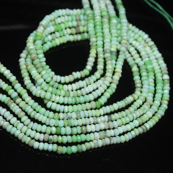 1 strand green opal rondelle faceted 13'' long strand gemstone beads, jewelry supplies for jewelry making, bulk beads, for meditation jewellery for Reiki Healing  gemstone size 4mm