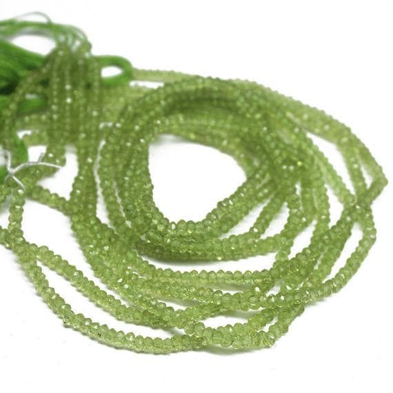 1 strand peridot rondelle faceted 13'' long strand gemstone beads, jewelry supplies for jewelry making, bulk beads, for meditation jewellery for Reiki Healing  gemstone 3mm