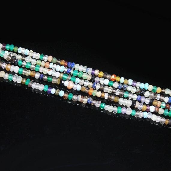 1 strand multi mixed gemstone rondelle faceted 13'' long strand gemstone beads, jewelry supplies for jewelry making, bulk beads, for meditation jewellery for Reiki Healing  gemstone 3mm