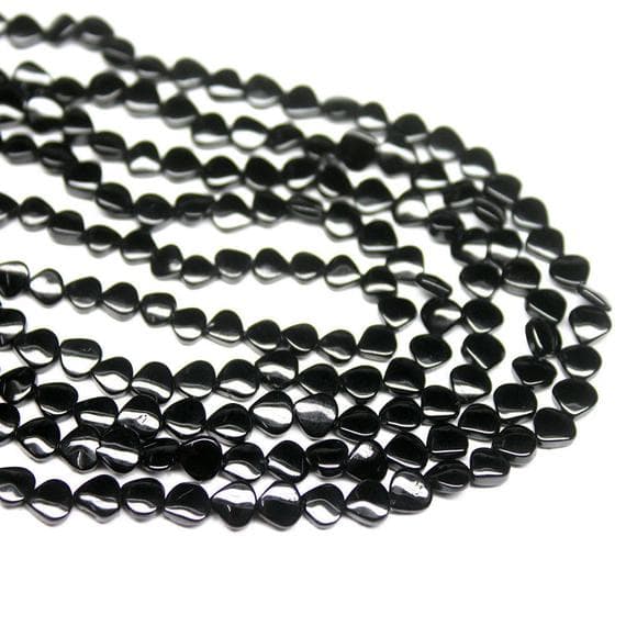 1 strand black spinel heart drop smooth 14'' long strand gemstone beads, jewelry supplies for jewelry making, bulk beads, for meditation jewellery for Reiki Healing  gemstone 5mm