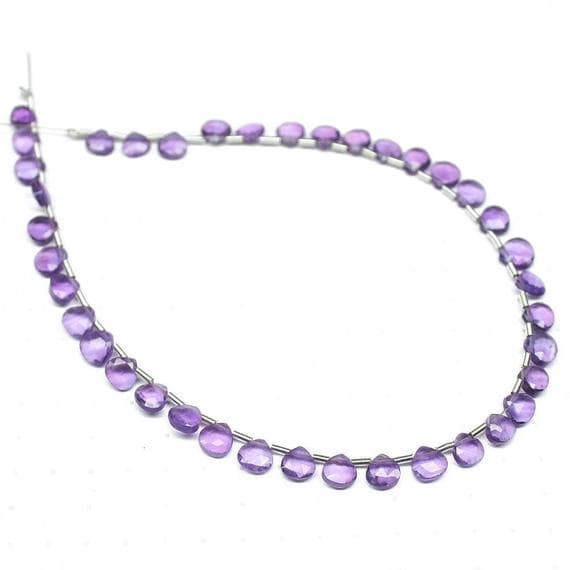 1 strand purple amethyst heart drop faceted 8'' long strand gemstone beads, jewelry supplies for jewelry making, bulk beads, for meditation jewellery for Reiki Healing  gemstone 4mm to 5mm