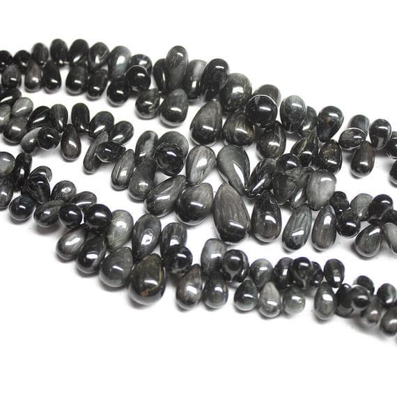 1 strand black cats eye tear drop smooth 7'' long strand gemstone beads, jewelry supplies for jewelry making, bulk beads, for meditation jewellery for Reiki Healing  gemstone 6mm to 19mm